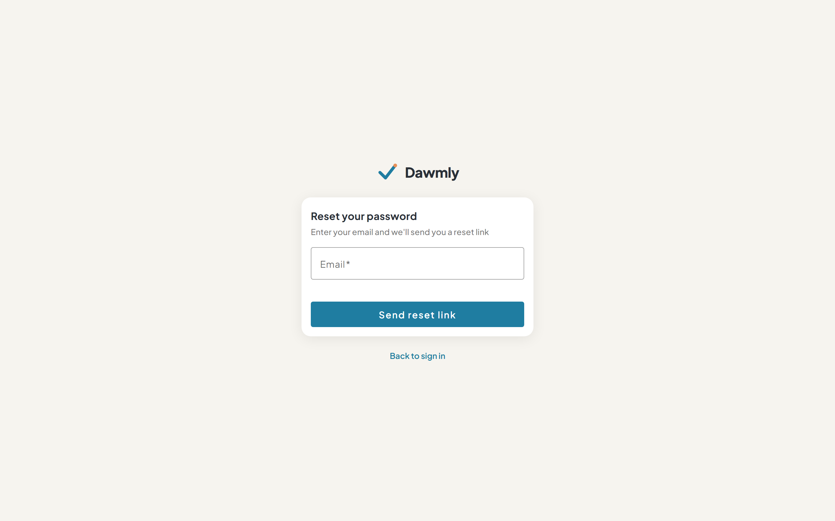 The Forgot password screen showing the email input field